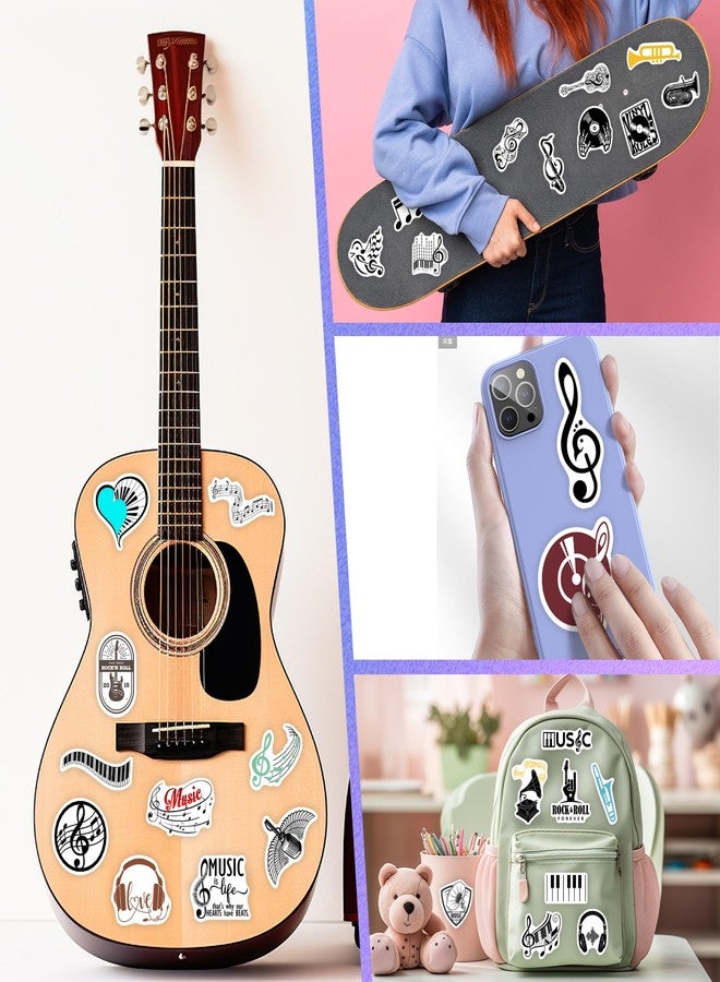 Robmoda 50 Pcs Music Stickers for Adults, Classic Color Matching Vinyl Waterproof Water Bottle Decals, Kids Music Lovers Phone Case Scrapbook Guitar Skateboard Decor - Image 5
